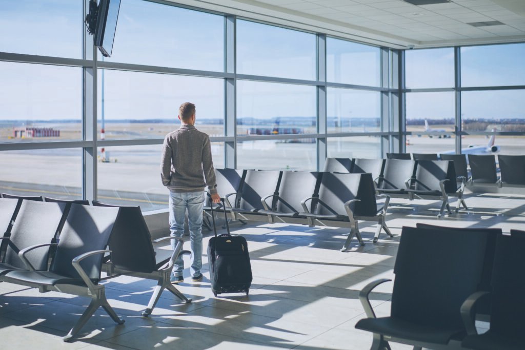 traveler in airport terminal