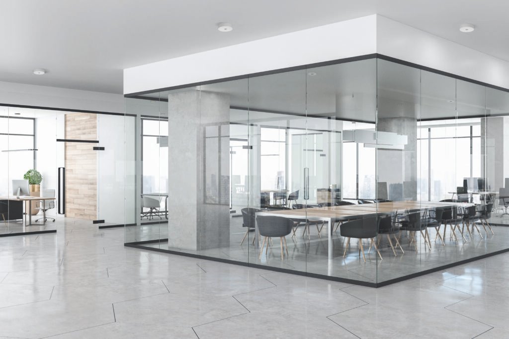 contemporary concrete office interior